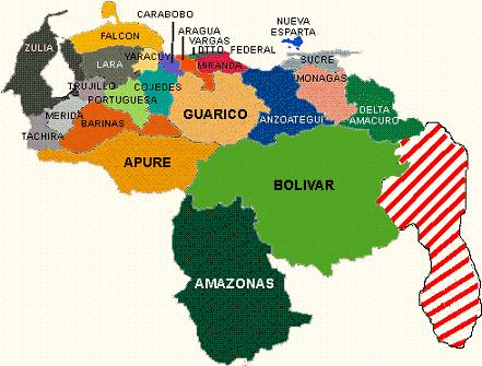 Map of Venezuelan 24 states.